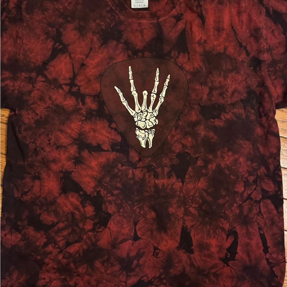 Red Tie-Dye Skeleton Hand T-Shirt Jerry Garcia